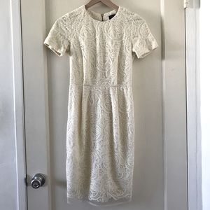 Topshop short ivory cream white lace sheath dress